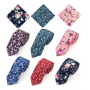 Floral Ties for Men Flower Print Slim Cotton Tie Skinny Necktie Pocket Square Set for Parties