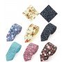 Floral Ties for Men Flower Print Slim Cotton Tie Skinny Necktie Pocket Square Set for Parties