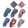Floral Ties for Men Flower Print Slim Cotton Tie Skinny Necktie Pocket Square Set for Parties