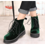 Vintage boots velvet straps ankle boots female tendon thick Martin boots
