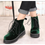 Vintage boots velvet straps ankle boots female tendon thick Martin boots