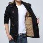 Autumn and winter new men's plus velvet trench coat