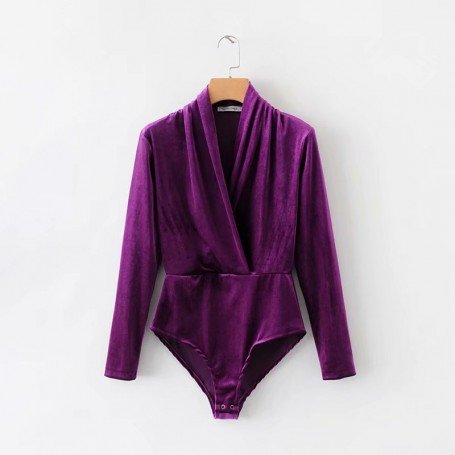 Retro cross V-neck velvet one-piece women