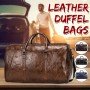Men Women Leather Duffel Bags Waterproof Large Capacity Folding Sports Travel Bag Fitness Yoga Gym Handbag