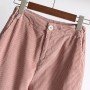 Student corduroy wide leg elastic waist straight pants
