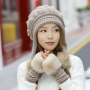 Woolen cap and cute girl earmuffs
