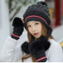 Woolen cap and cute girl earmuffs