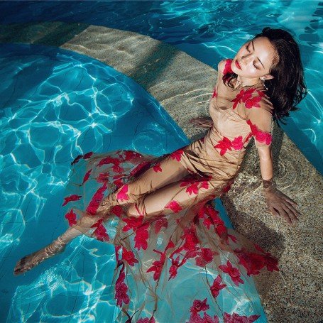 Sleeve embroidered flower dress