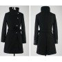 Belted woolen coat with slim collar