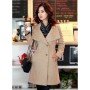 Belted woolen coat with slim collar
