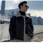 South Korean Jacket Black deerskin cashmere lamb hair short locomotive coat men''s autumn and winter thickening
