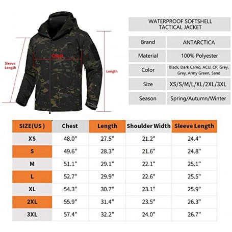 ANTARCTICA Mens Outdoor Waterproof Soft Shell Hooded Military Tactical ...