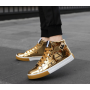 Fashion shoes high-top casual gold color flat warm shoes