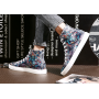 Men's autumn and winter trend shoes men's pull back printed casual shoes street hip hop high-top soft canvas shoes