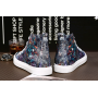 Men's autumn and winter trend shoes men's pull back printed casual shoes street hip hop high-top soft canvas shoes
