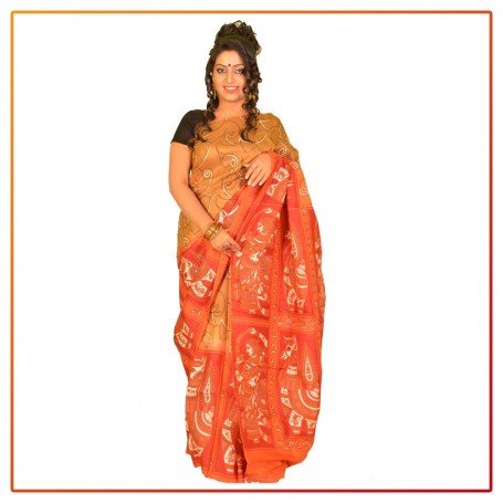 Murshidabad Silk Printed Saree 077