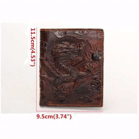 Men Genuine Leather Dragon Long Short Wallet Coin Money Card Holder Clutch Purse
