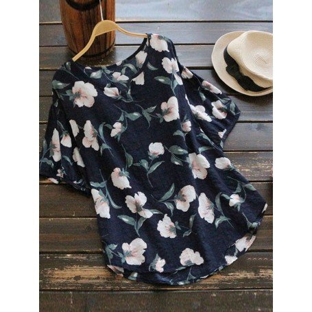 Casual Women Cotton Floral Printed Blouse