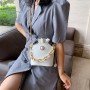 Pearl chain portable bucket bag